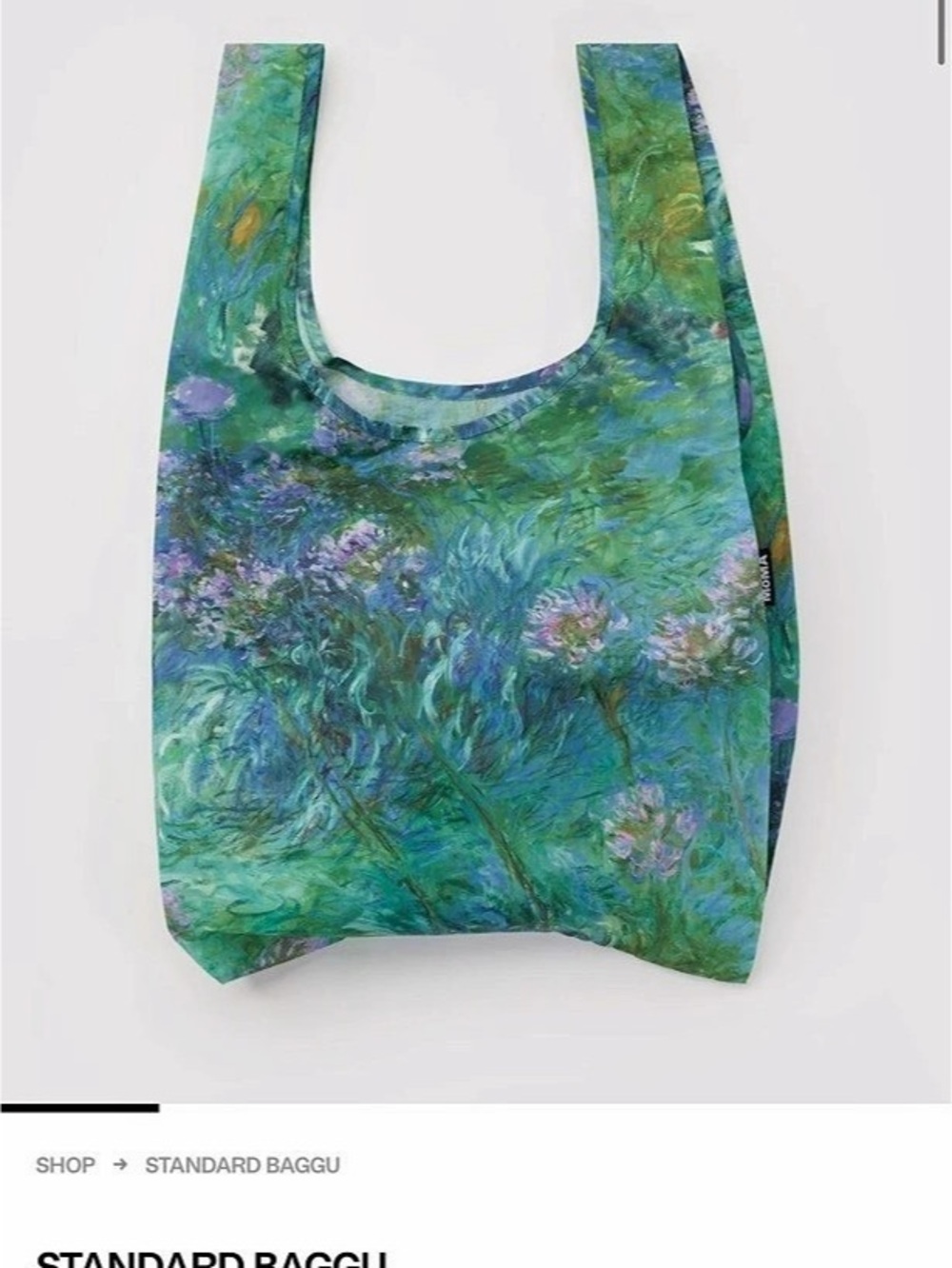 Baggu Standard Baggu - Claude Monet Water Lilies Abstract Green & Blue Tote